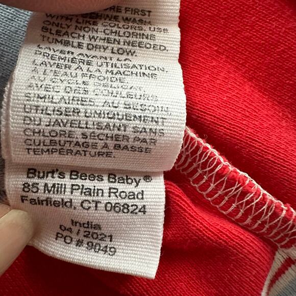 Burt’s Bees chunky striped sleeper 0-3 months blue red footed boys hand covers - Picture 6 of 8